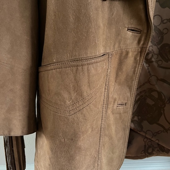 Brown Fringe Leather Jacket - Picture 5 of 11